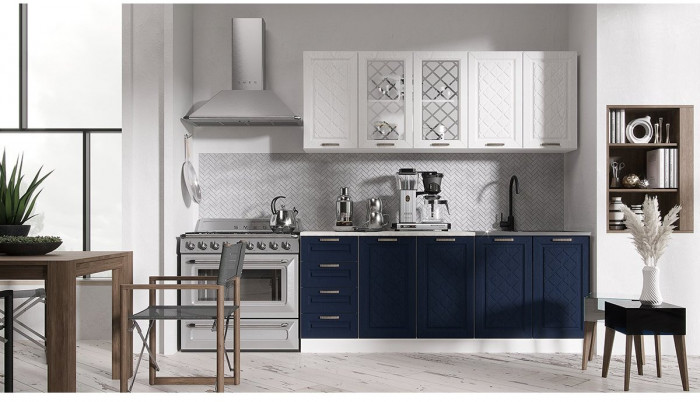 Кухня МДФ Агава 2000, Акация белая/Сапфир