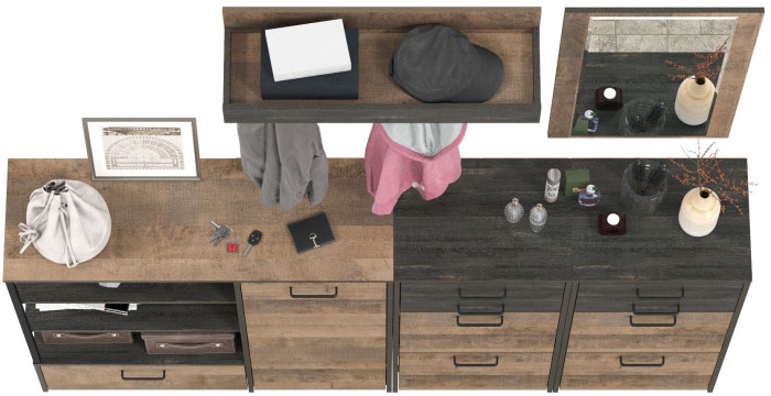 Трувор Прихожая 167, цвет дуб гранж песочный/интра, ШхГхВ 209х37х195 см., универсальная сборка