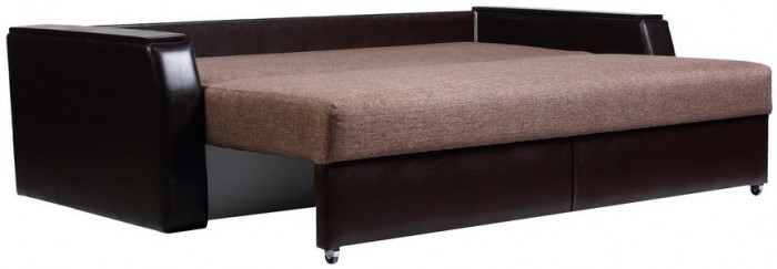 Диван-кровать Атлант 160х195, еврокнижка, рогожка/экокожа, коричневый