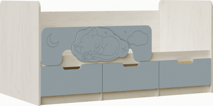 Юниор-4 Кровать 80х160 (Крафт белый, Шарли бриз)