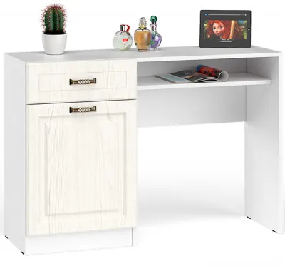 Ливерпуль Стол туалетный 12.46, цвет ясень ваниль/белый, ШхГхВ 119,8х41,3х82,3 см., НЕ универсальная сборка