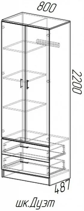 Шкаф Дуэт, Ясень шимо темный/светлый