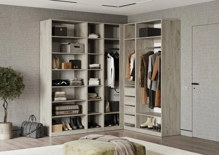 Гардеробная Ларго Вариант №3, Крафт серый/Кашемир