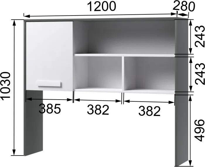 Подростковая Кэнди, композиция 1, графит/белый