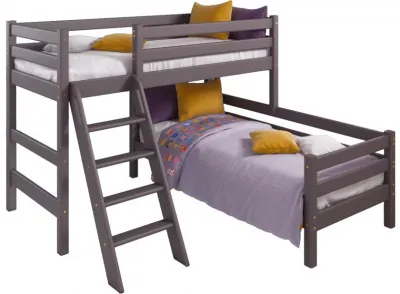 Кровать Соня (вариант 8) угловая с наклонной лестницей, лаванда