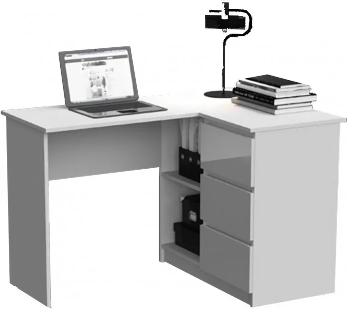 Челси Стол письменный угловой (Белый глянец, Дуб Сонома)