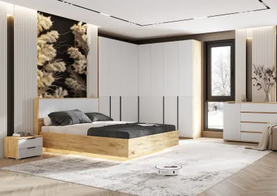 Модульная спальня Марвэл, Дуб крафт/Браш вайт