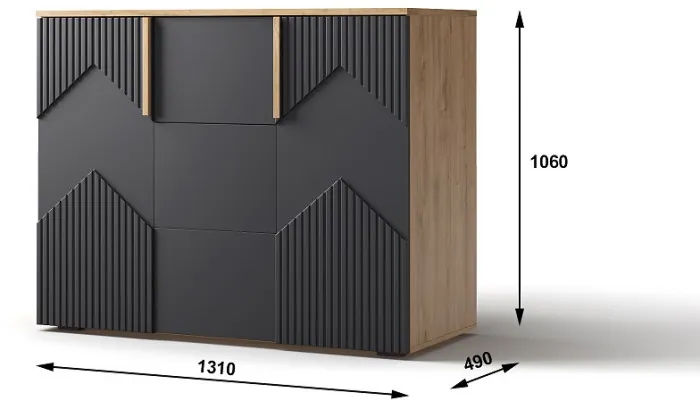 Модульная спальня "Оливия" - Дуб наварра/Шагрень черная