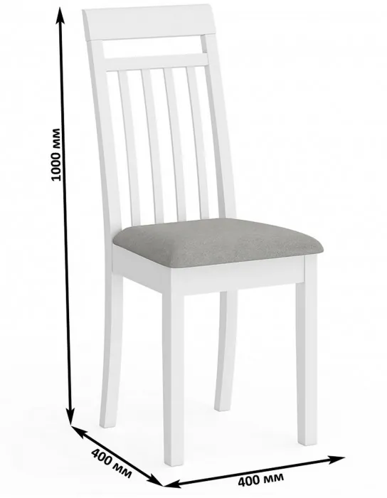 Стул Мебель--24 разборный Гольф-11, цвет белый, обивка ткань велюр серый 63, ШхГхВ 40х40х100 см., от пола до верха сиденья 47 см.