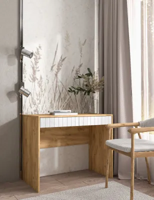 Столик туалетный "Иннэс-7", Крафт золотой/Бетон снежный