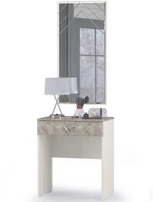 Амели Стол туалетный 12.48 + Зеркало, цвет шёлковый камень/бетон чикаго беж, ШхГхВ 65х41х185 см.
