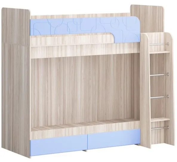 Двухъярусная кровать Бемби МДФ NEW, ясень (Белый глянец, Ясень шимо светлый)