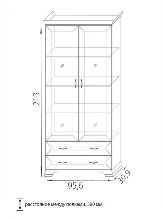 Шкаф (2 стеклодвери) Сиена