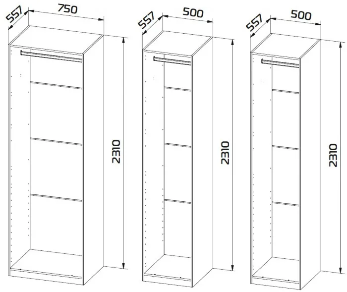 Гардеробная Квадро комплект 1.1 (1750), Дуб Вотан