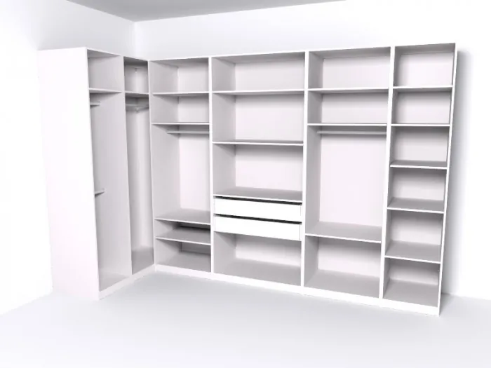 Гардеробная Рум. Комплект 5.1 без фасадов, белый