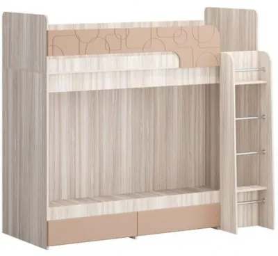 Двухъярусная кровать Бемби МДФ NEW, ясень (Роза, Ясень шимо светлый)