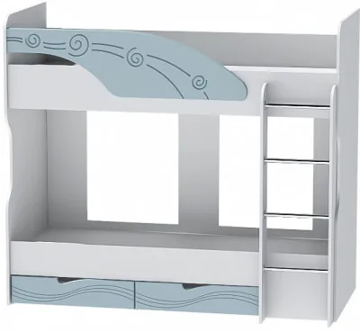 Двухъярусная кровать Бриз-5, Белый/Антарктида (Волна)