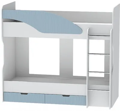 Двухъярусная кровать Бриз-5, Белый/Антарктида (Полосы)