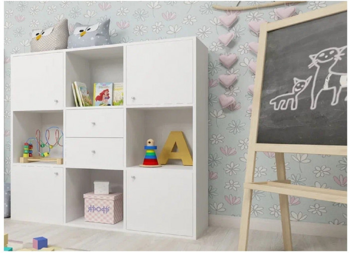 Стеллаж Джери (Белое дерево/Белое дерево)