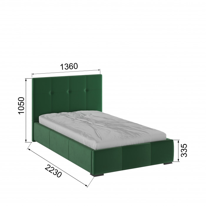 Рио Кровать интерьерная 120 изумруд квадрат, ПМ