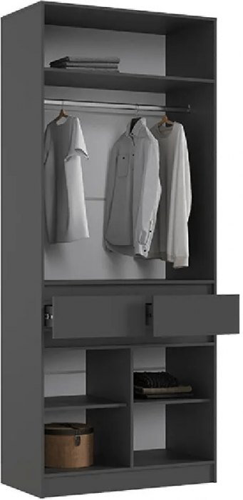 Шкаф двухстворчатый (Белый глянец, Дуб Крафт Золотой)