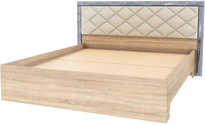 Мадлен Кровать 160+настил ДСП, сонома/дуб шале серебро