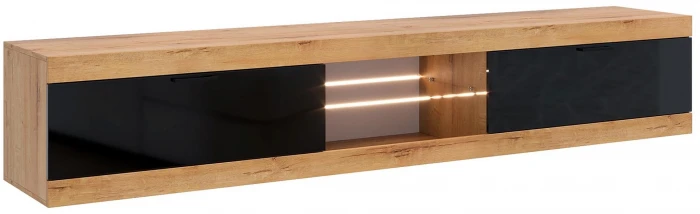 Прага Тумба ТВ макси, вотан/Черный глянец