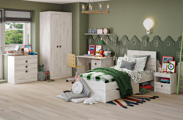 Кровать односпальная 90х200 с ящиком "Лондон" - Ледяное дерево