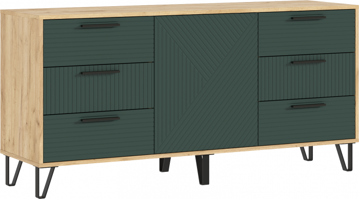 Флэш Комод 1500 браш мени грин/дуб крафт