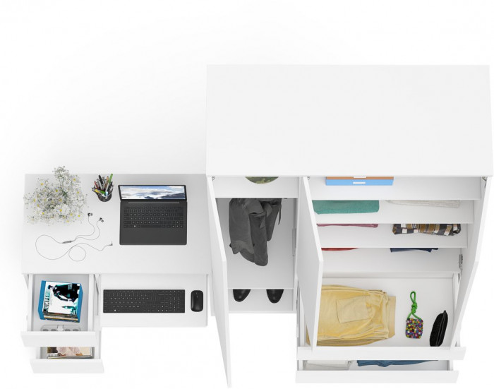 Мори Стол компьютерный МС-6 левый + Шкаф МШ1200.1, цвет белый, ШхГхВ 210,4х50,4х209,6 см., выдвижные ящики слева, НЕ универсальная сборка