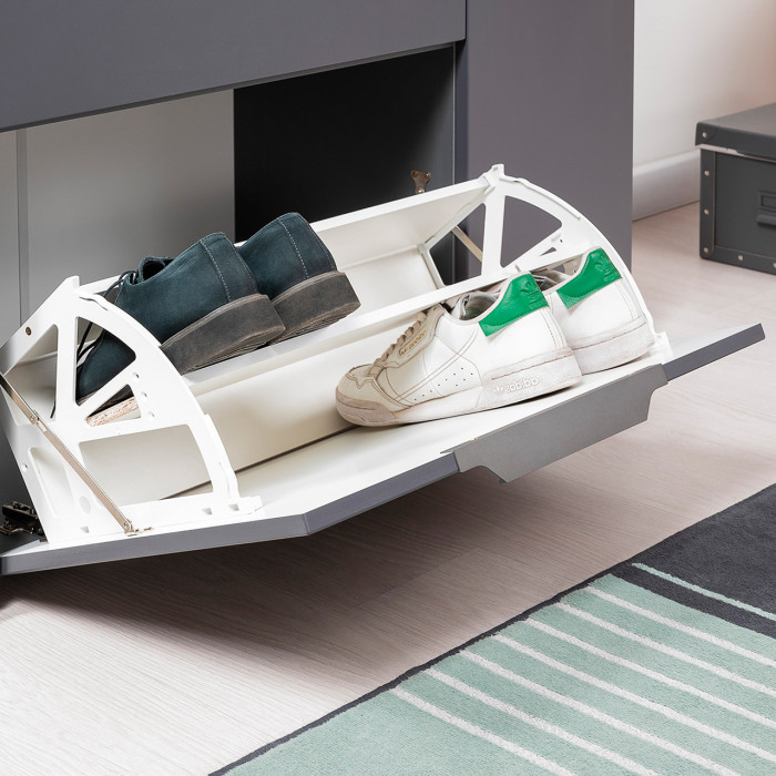 Октава Прихожая 07, цвет серый графит/дуб крафт золотой/фасады МДФ серый графит, ШхГхВ 129,8х35,4х197 см.