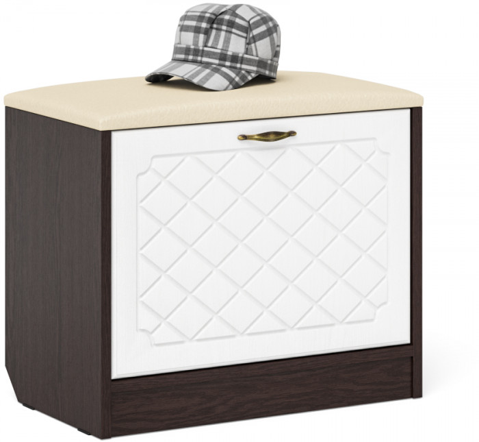 Прихожая П-6 Компоновка № 08, цвет венге/фасады МДФ белое дерево фрезеровка ромб, ШхГхВ 180х50х210 см., универсальная сборка