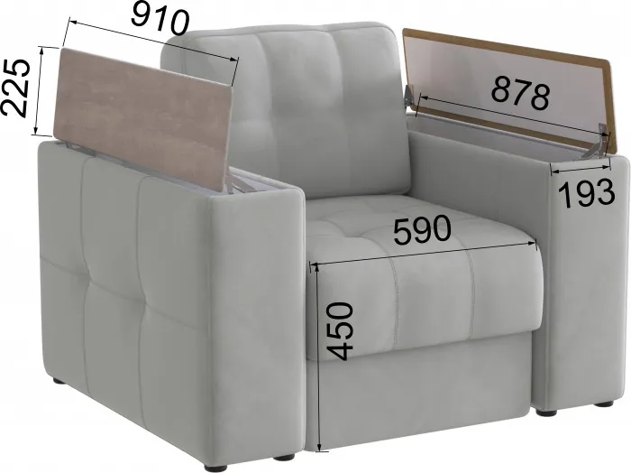 Кресло Нави, Светло-серый/Холст белый