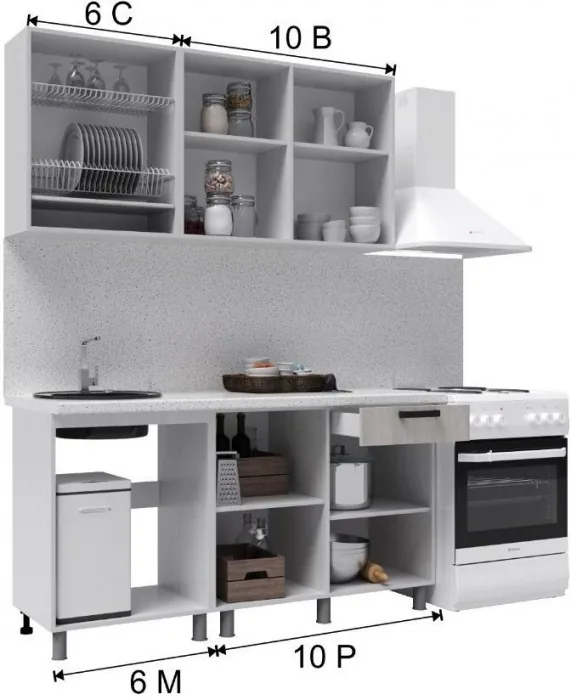 Кухонный гарнитур Версаль 1,6м Арктик/Арктик