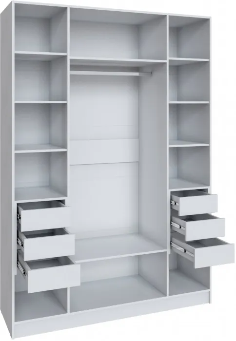 Шкаф Мадрид (1,6) с 6 ящ. внутри с зеркалом, Белый