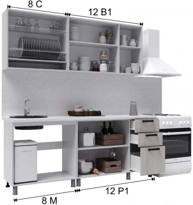 Кухонный гарнитур Версаль 2,0м Арктик/Арктик