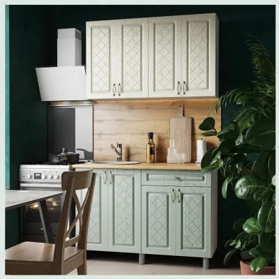 Кухонный гарнитур Версаль 1,2м Айвори/Васаби