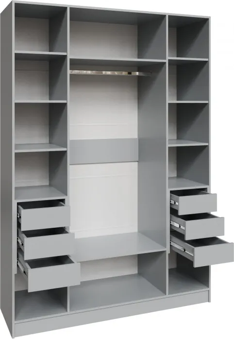 Шкаф Мадрид (1,6) с 6 ящ. внутри с зеркалом, Камень серый