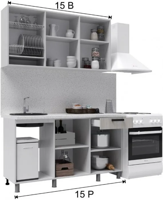 Кухонный гарнитур Версаль 1,5м Айвори/Васаби