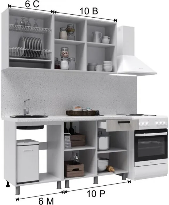 Кухонный гарнитур Луксор 1,6м Клен кремовый/Клен серый