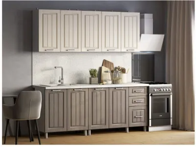 Кухонный гарнитур Луксор 2,0м Клен кремовый/Клен серый