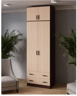 Шкаф комбинированный Лагуна с антресолью 800 венге/дуб молочный