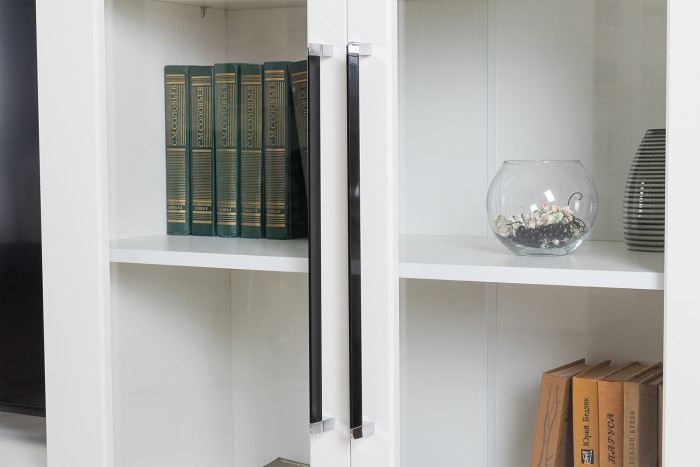 Валенсия Гостиная № 086, цвет ЛДСП белый шагрень/МДФ белый шагрень, ШхГхВ 405,3х38,3х225,2 см., универсальная сборка