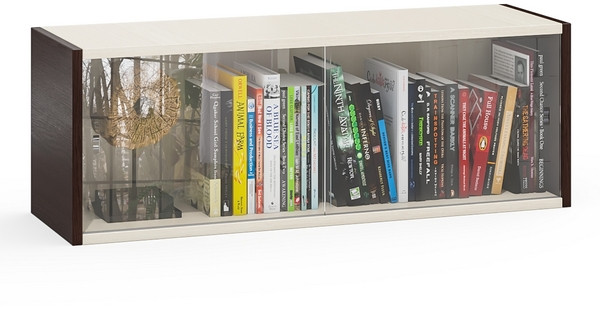 Полка книжная С-МД-КН01, цвет венге/дуб, ШхГхВ 83х25х30 см., стеклянные дверцы (ДВА ЦВЕТА венге и дуб)