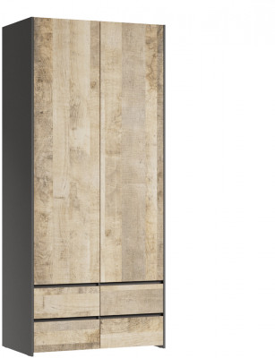 Шкаф двухстворчатый Денвер, Графит, Дуб гранж песочный