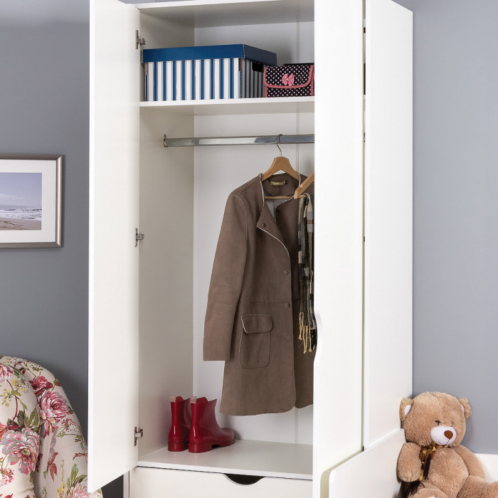 КР100 Уна 13.327 Шкаф для одежды + 13.327 Шкаф для одежды, цвет белый(структура Поры дерева), ШхГхВ 167,6х49,7х205,3 см.