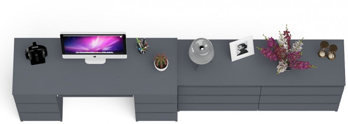 Мори Стол компьютерный МС-2 + Комод МК1380.6, цвет графит, ШхГхВ 273,4х50х76,6 см., универсальная сборка