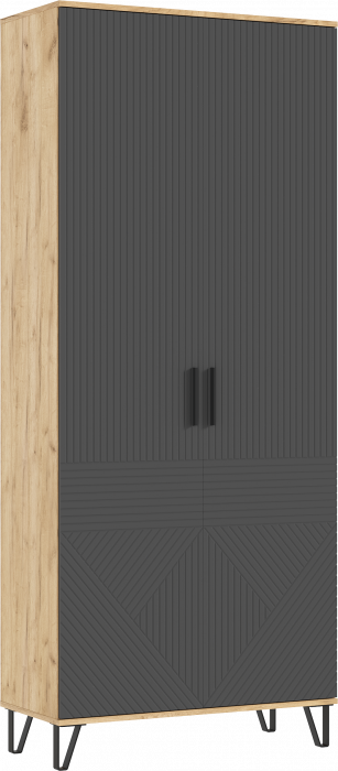Флэш Прихожая Шкаф (Браш Графит, Дуб Крафт)