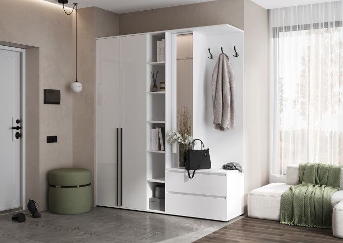 Норд Прихожая, композиция №3, Белый глянец/Белый