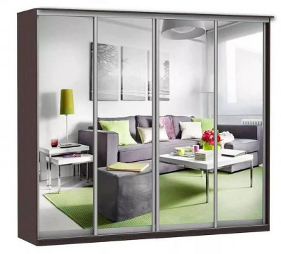 Шкаф купе Модерн 2362х600 4-х дверный 4-х секционный зеркальный венге